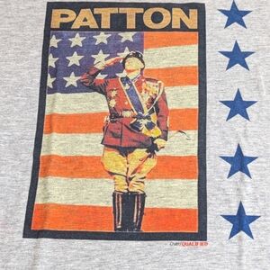 PATTON Movie Poster Tee Shirt Top George C. Scott With Giant American Flag XL